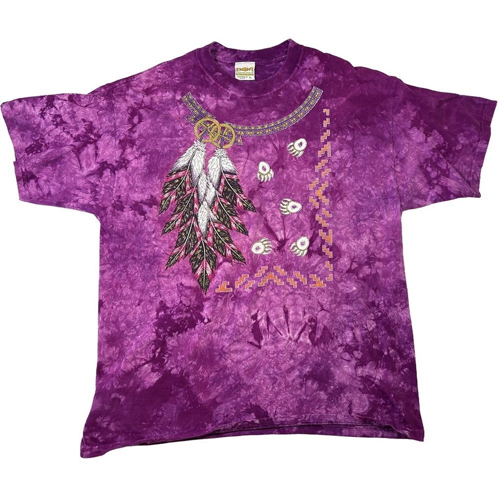 Ragtops Purple Tie Dye Graphic Tee XL USA Made Boho Southwestern